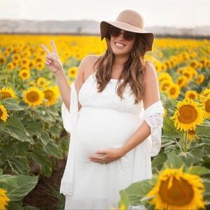 Hazel White Lace Maternity Dress